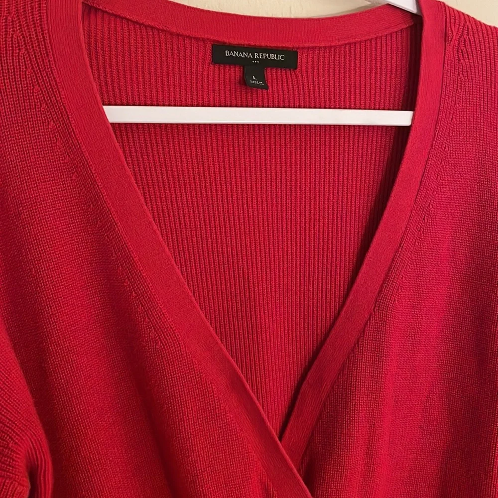 Large Banana Republic Red Wrap Sweater - Picture 2 of 6